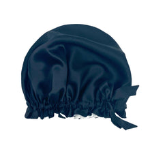 Load image into Gallery viewer, Large Double-Lined Adjustable Silk Hair Bonnet Turban - Black

