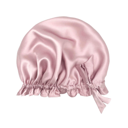 Pink large double-lined silk hair bonnet turban with ruffled edge – LS Silk NZ