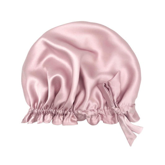 Pink large double-lined silk hair bonnet turban with ruffled edge – LS Silk NZ