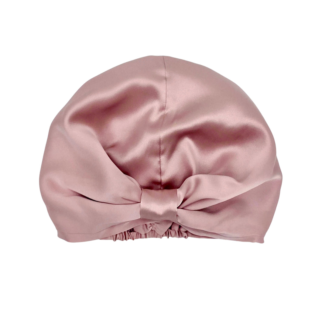 Premium Mulberry Silk Sleep Cap Women's Silk Sleep Turban Hair Wrap Bonnet - Pink -One Size Fits Most