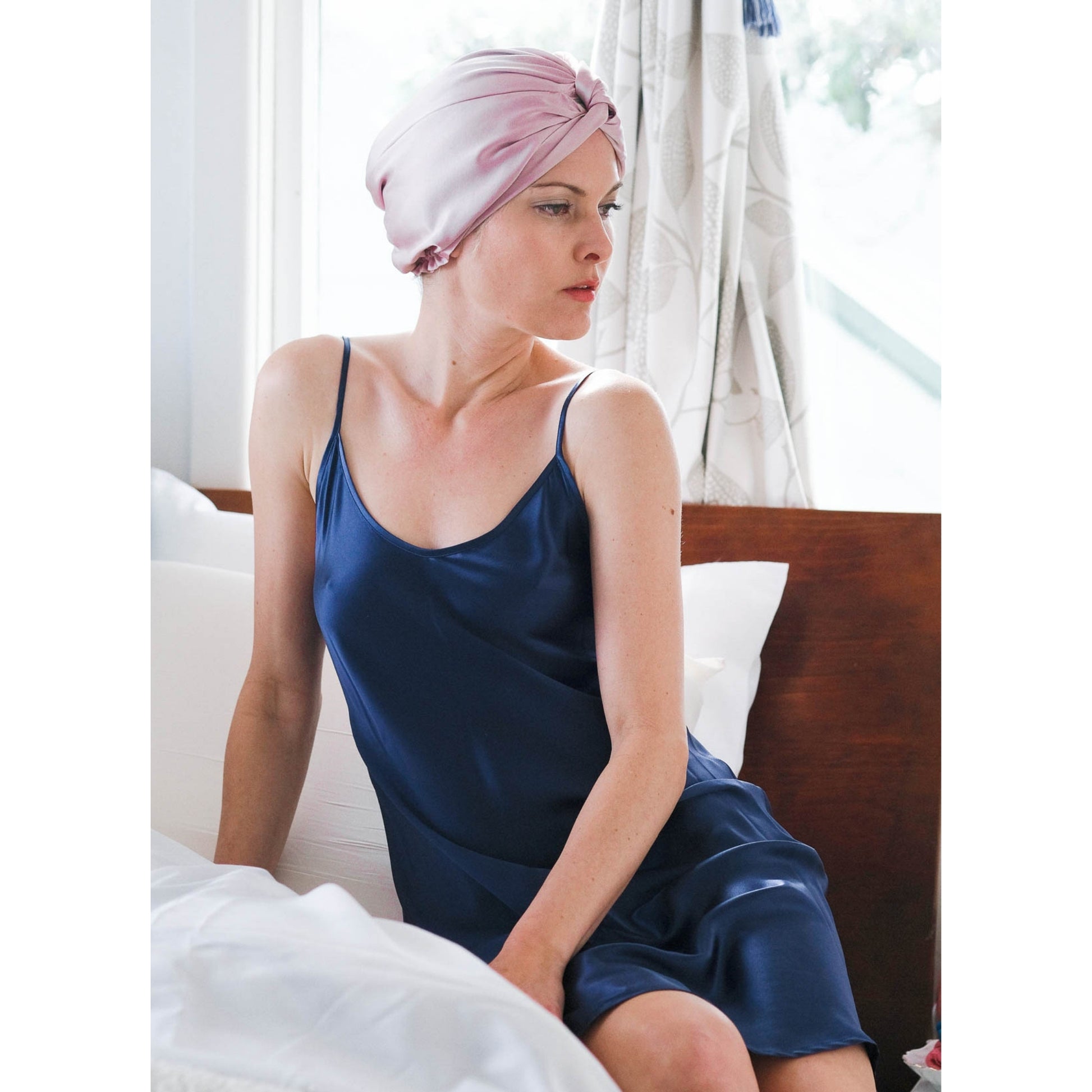 Silk Sleep Cap for Women Hair Care Natural Silk Double Layer Bonnet - Pink -One Size Fits Most - Lovesilk.co.nz