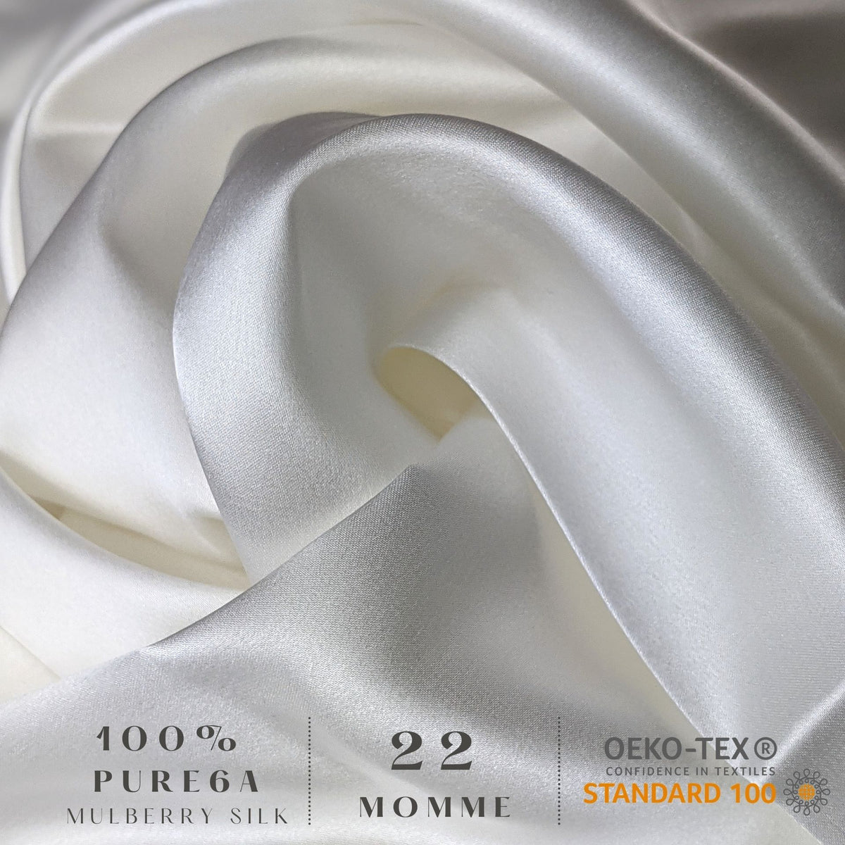 Close-up of ivory mulberry silk showing its soft natural lustre