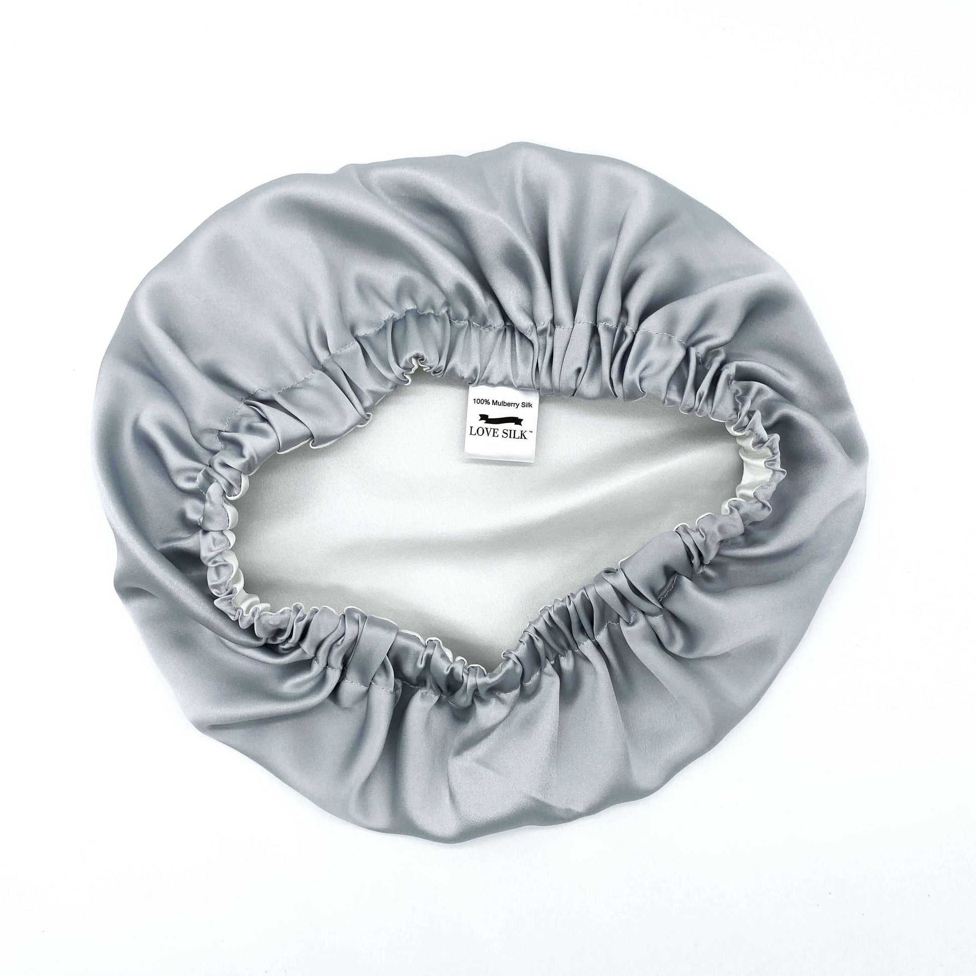 Double Layer Mulberry Silk Bonnet Hair Bonnet for Women - Silver - Lovesilk.co.nz