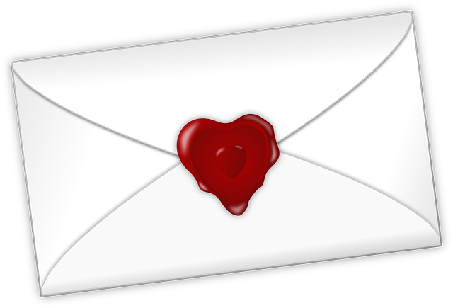 Illustrated envelope sealed with red wax heart – greeting card – LS Silk NZ