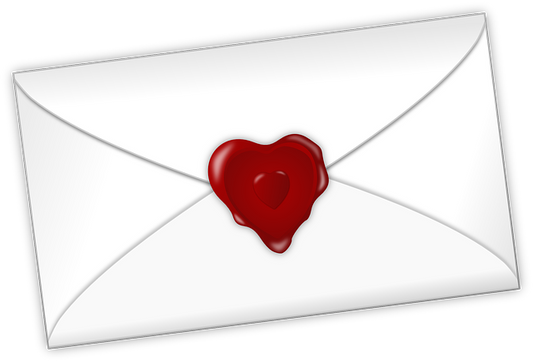 Illustrated envelope sealed with red wax heart – greeting card – LS Silk NZ
