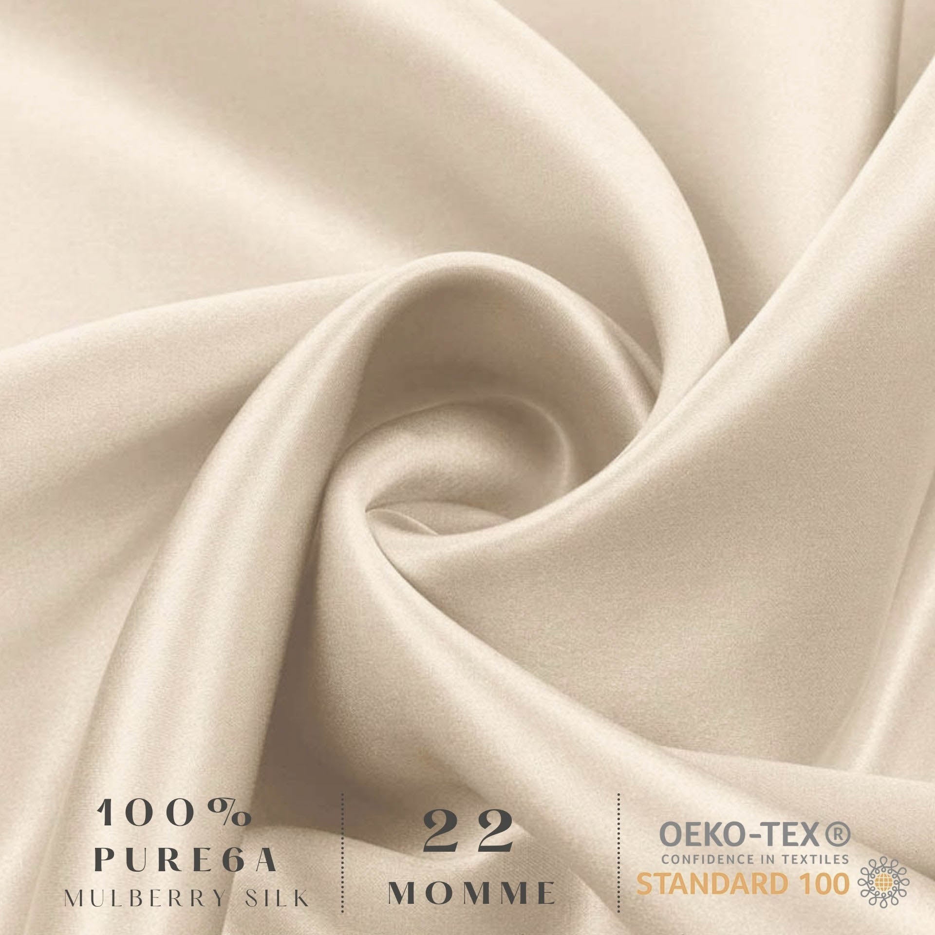 Close-up of champagne gold 22 momme mulberry silk fabric – LS Silk NZ
