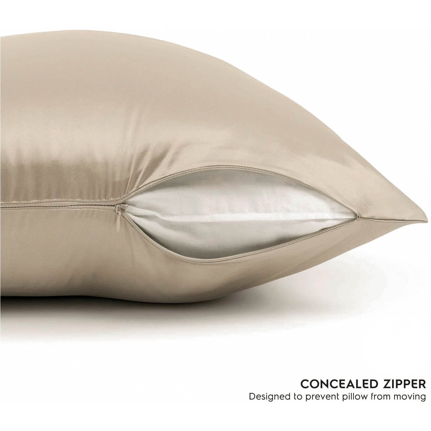 Champagne Gold  Silk Pillowcase - King - Zip Closure - Lovesilk.co.nz