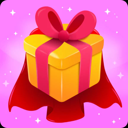 Gift wrap illustration of gold present with red bow – LS Silk NZ