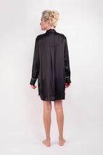 Load image into Gallery viewer, Women Classical Lightweight Mulberry Silk Sleep Shirt Loungewear Sleep Dress  - Black
